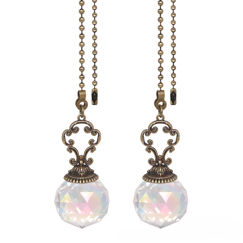 Wholesale Vintage Faceted Ball Green Bronze Bead Chain Sun Catcher Pendant